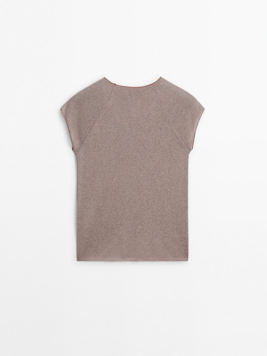 Massimo Dutti Raglan Sleeve With Metallic Trim Women T-Shirt Purple | US-LZ5096812