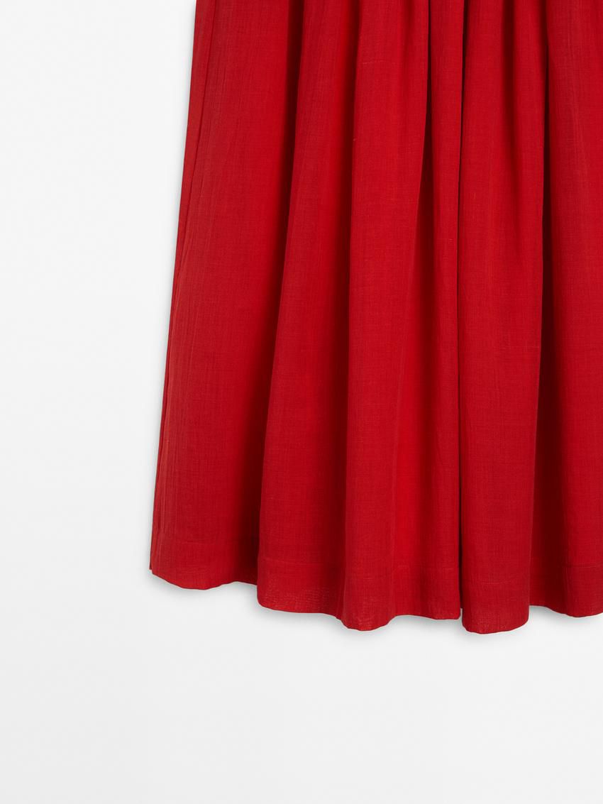 Massimo Dutti Ramie And Lyocell Blend Long Maxi Women Skirts Red | US-OC3157240