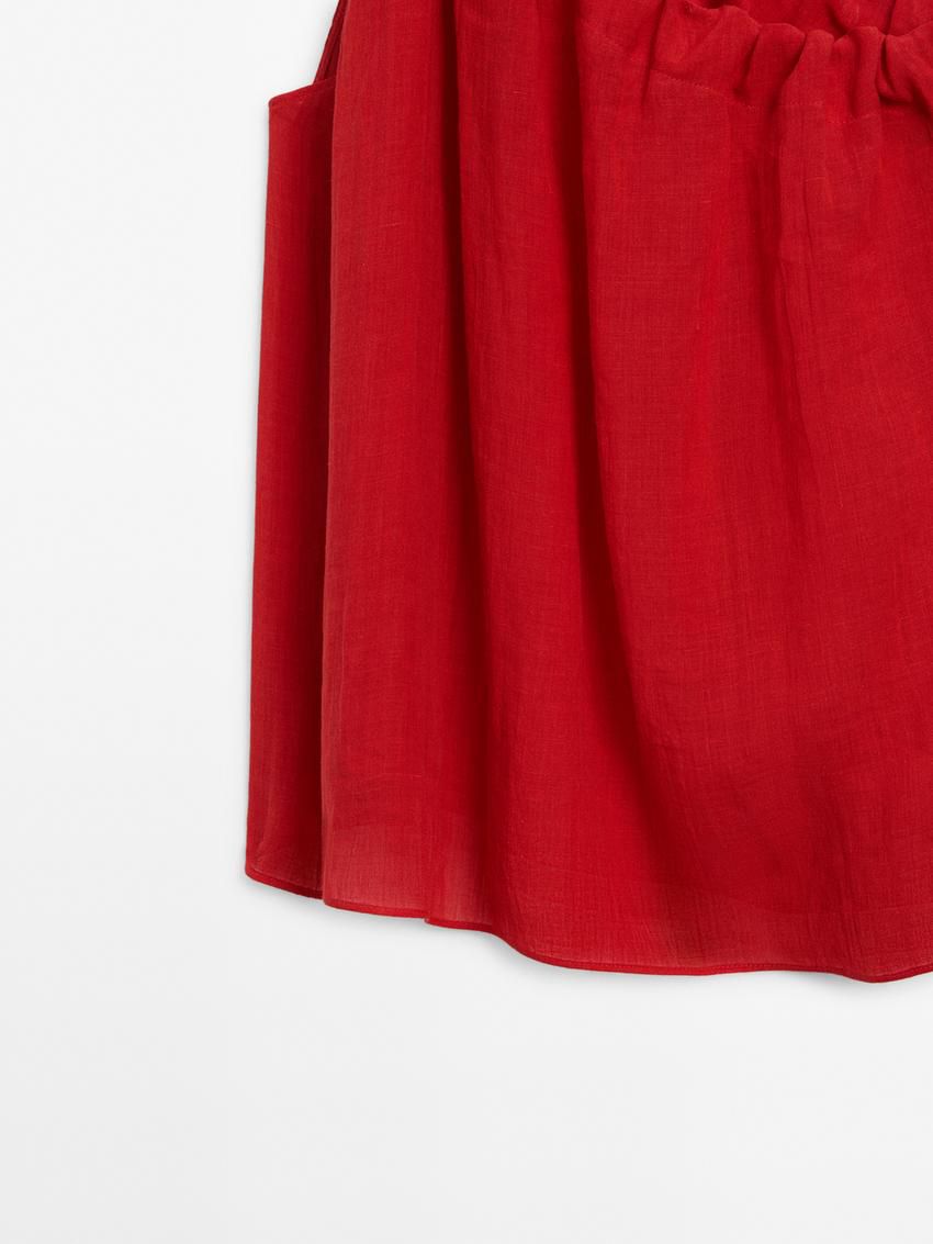 Massimo Dutti Ramie And Lyocell Blend With Asymmetric Neckline Women Top Red | US-NZ6894032