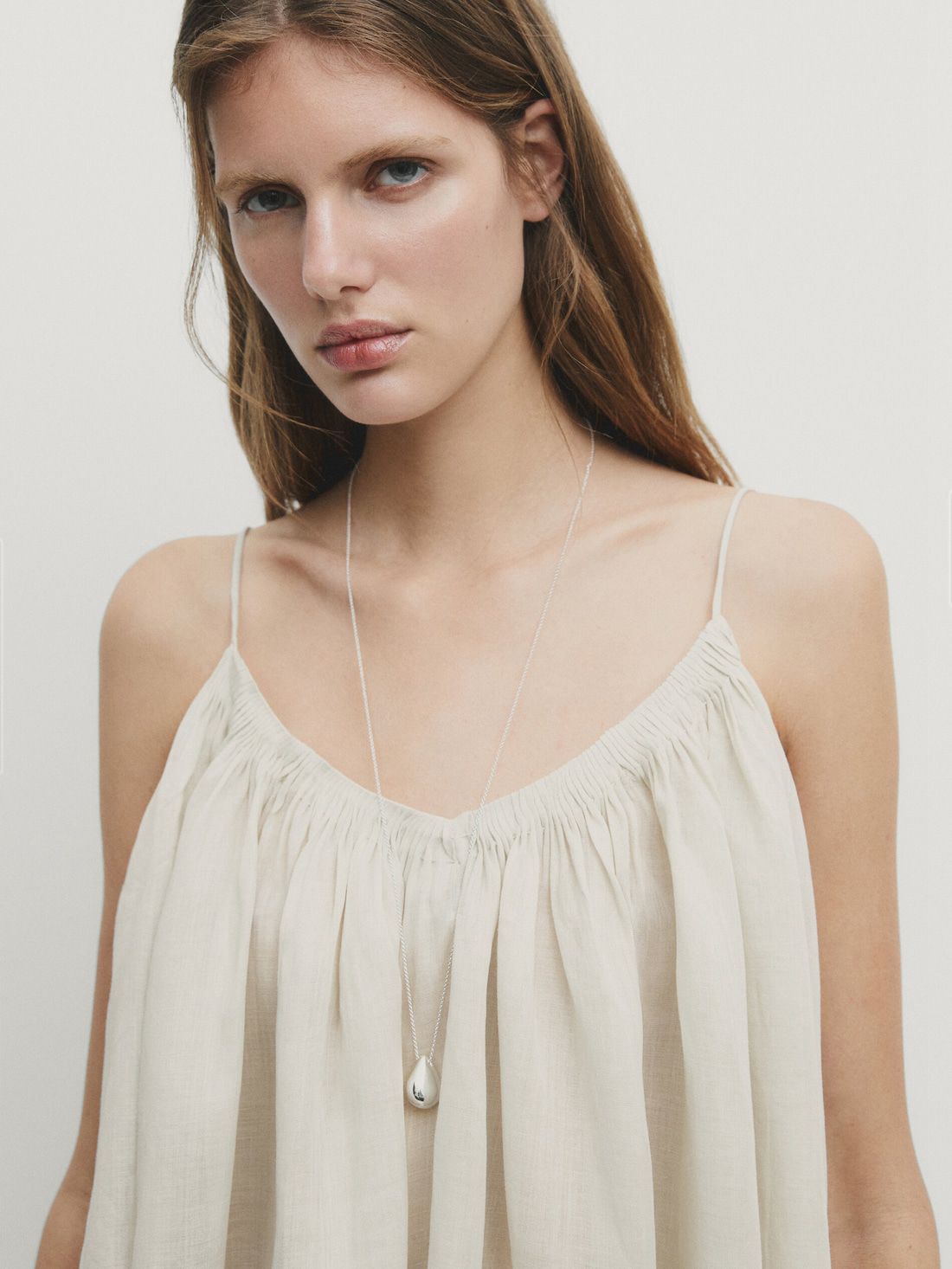 Massimo Dutti Ramie Voluminous Gathered Women Top Cream | US-LZ1756249