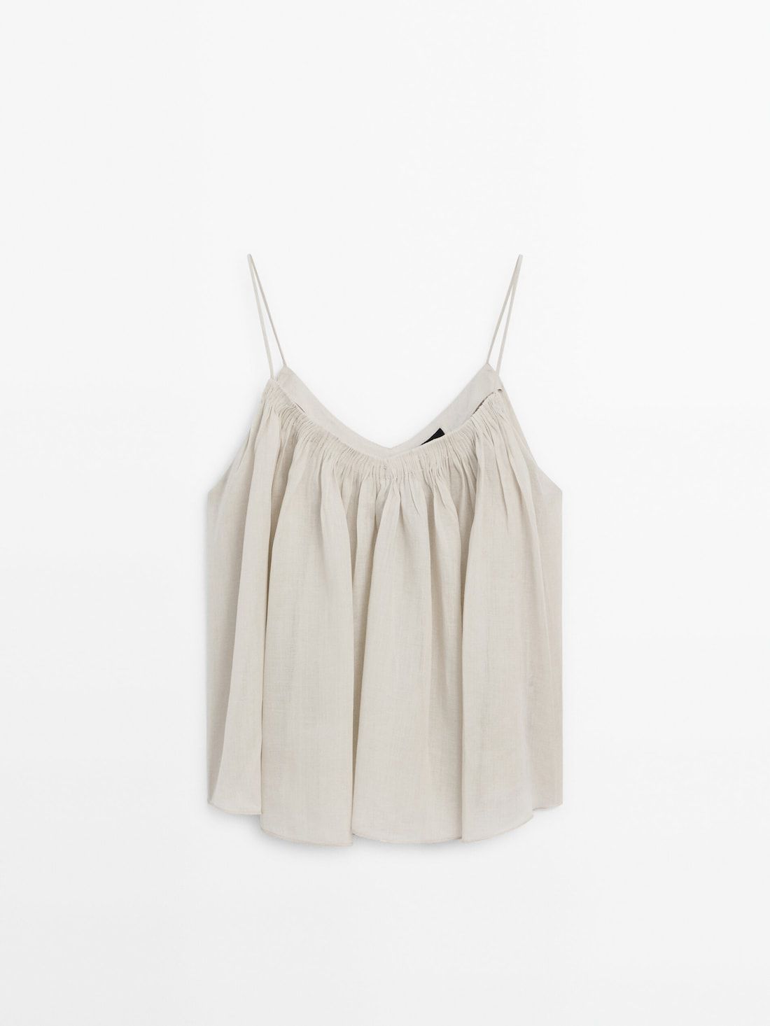 Massimo Dutti Ramie Voluminous Gathered Women Top Cream | US-LZ1756249