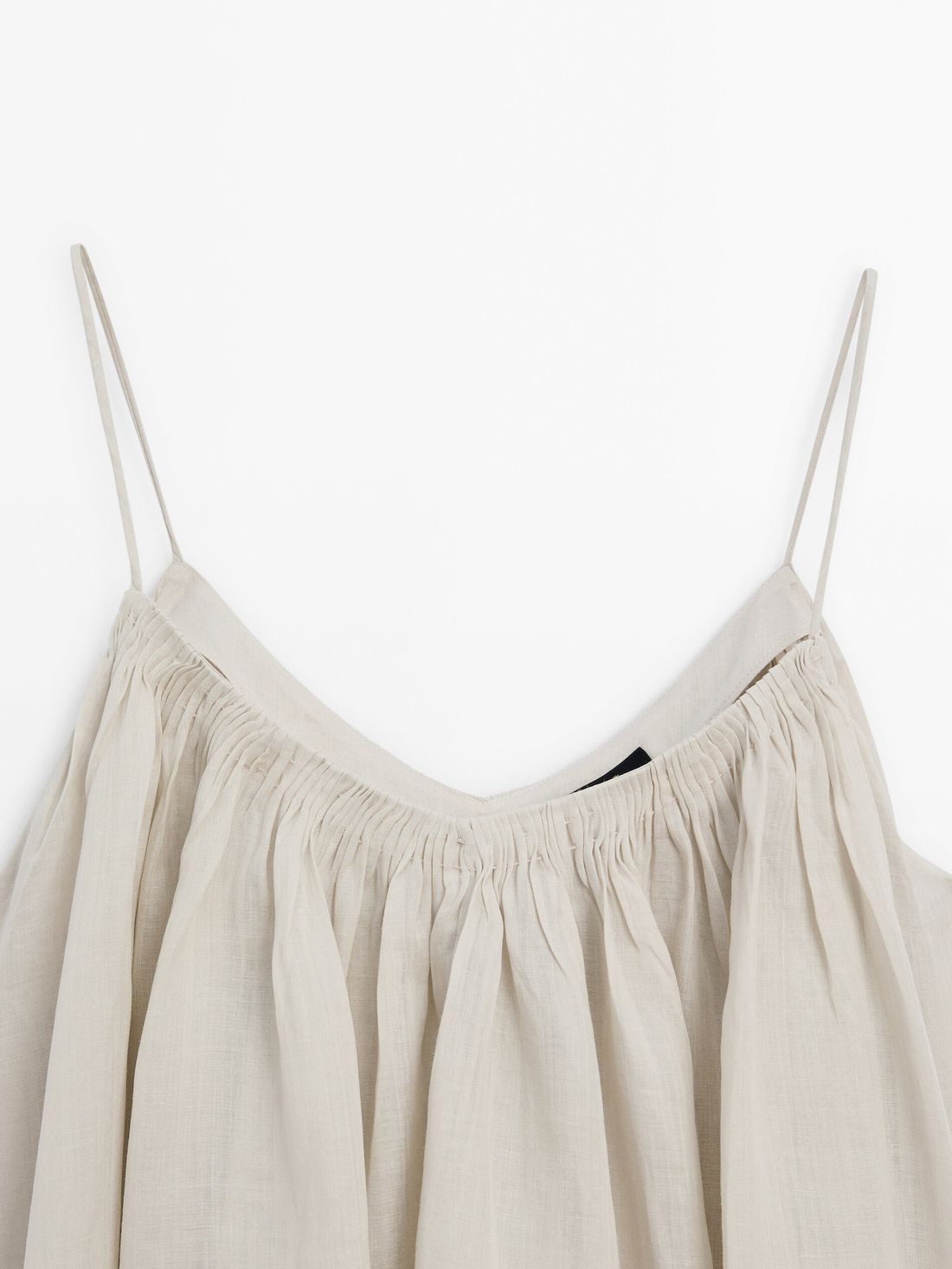 Massimo Dutti Ramie Voluminous Gathered Women Top Cream | US-LZ1756249