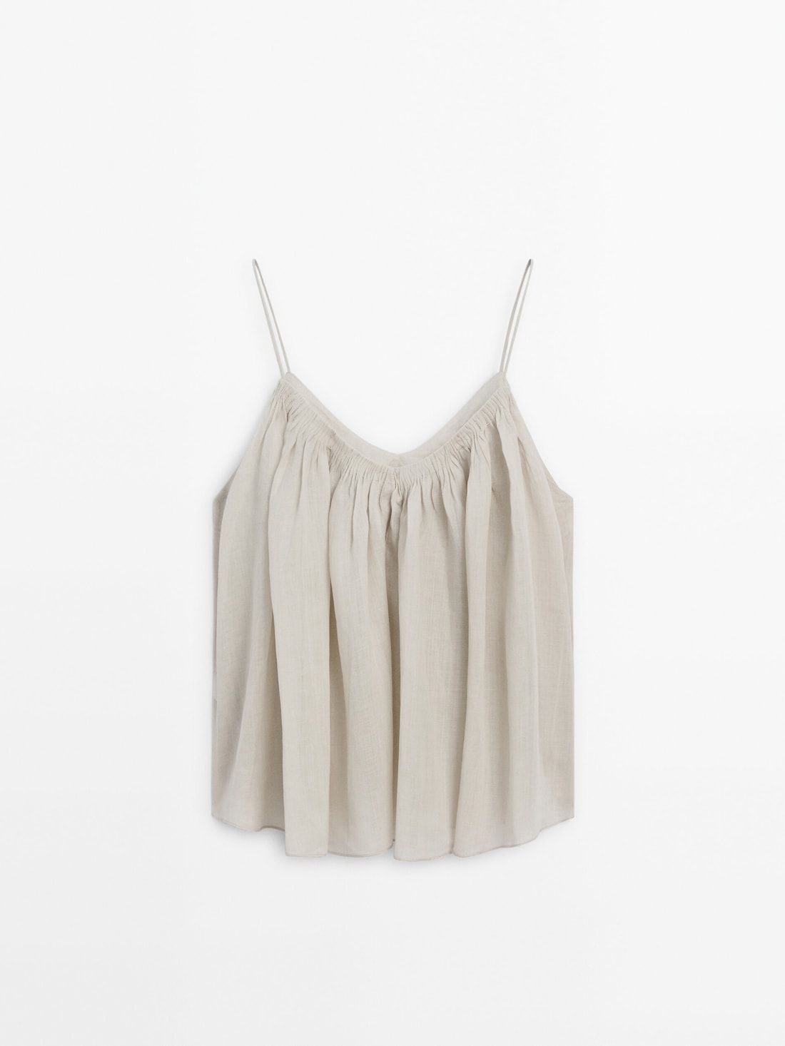 Massimo Dutti Ramie Voluminous Gathered Women Top Cream | US-LZ1756249