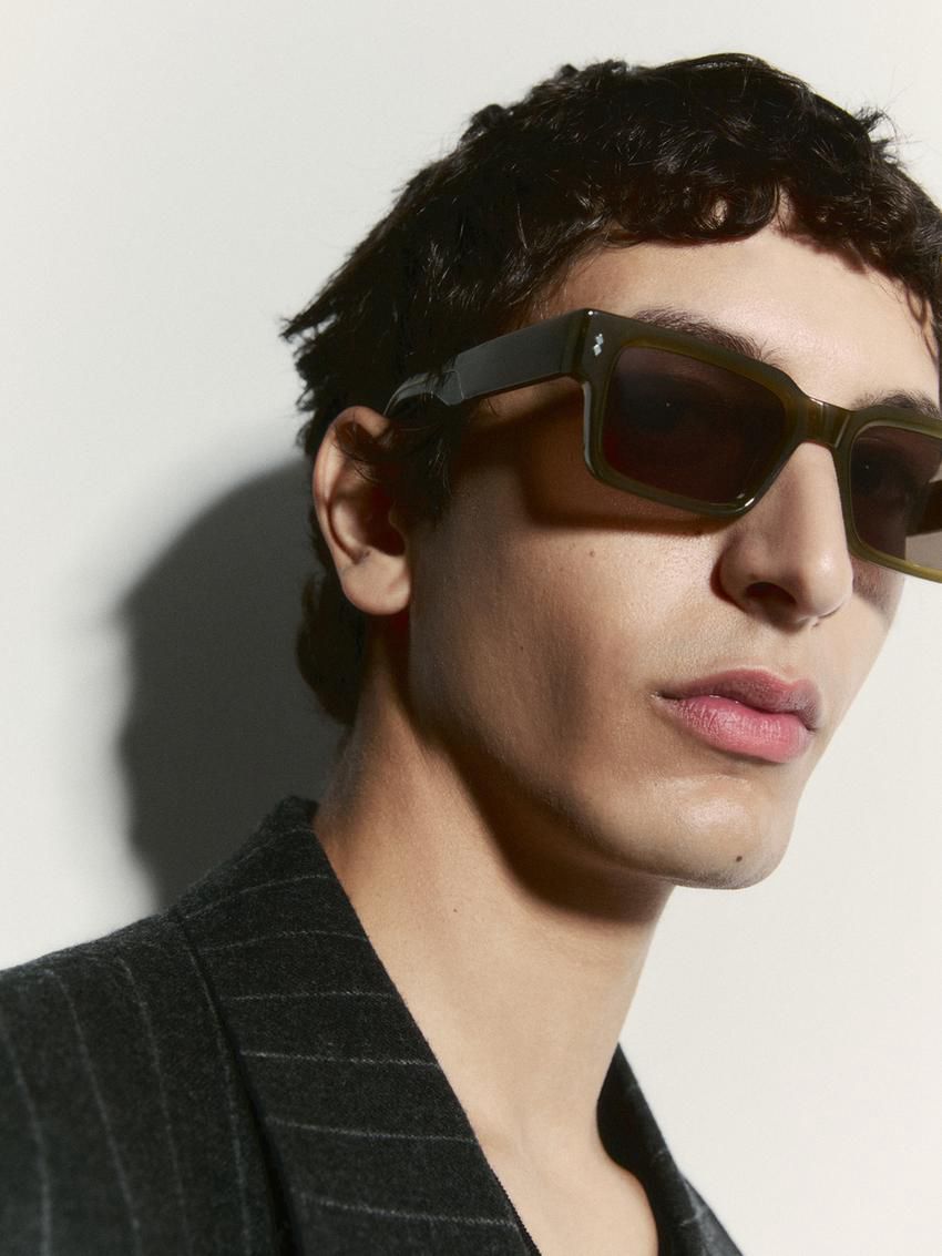 Massimo Dutti Rectangular Men Sunglasses Green | US-JY9371526