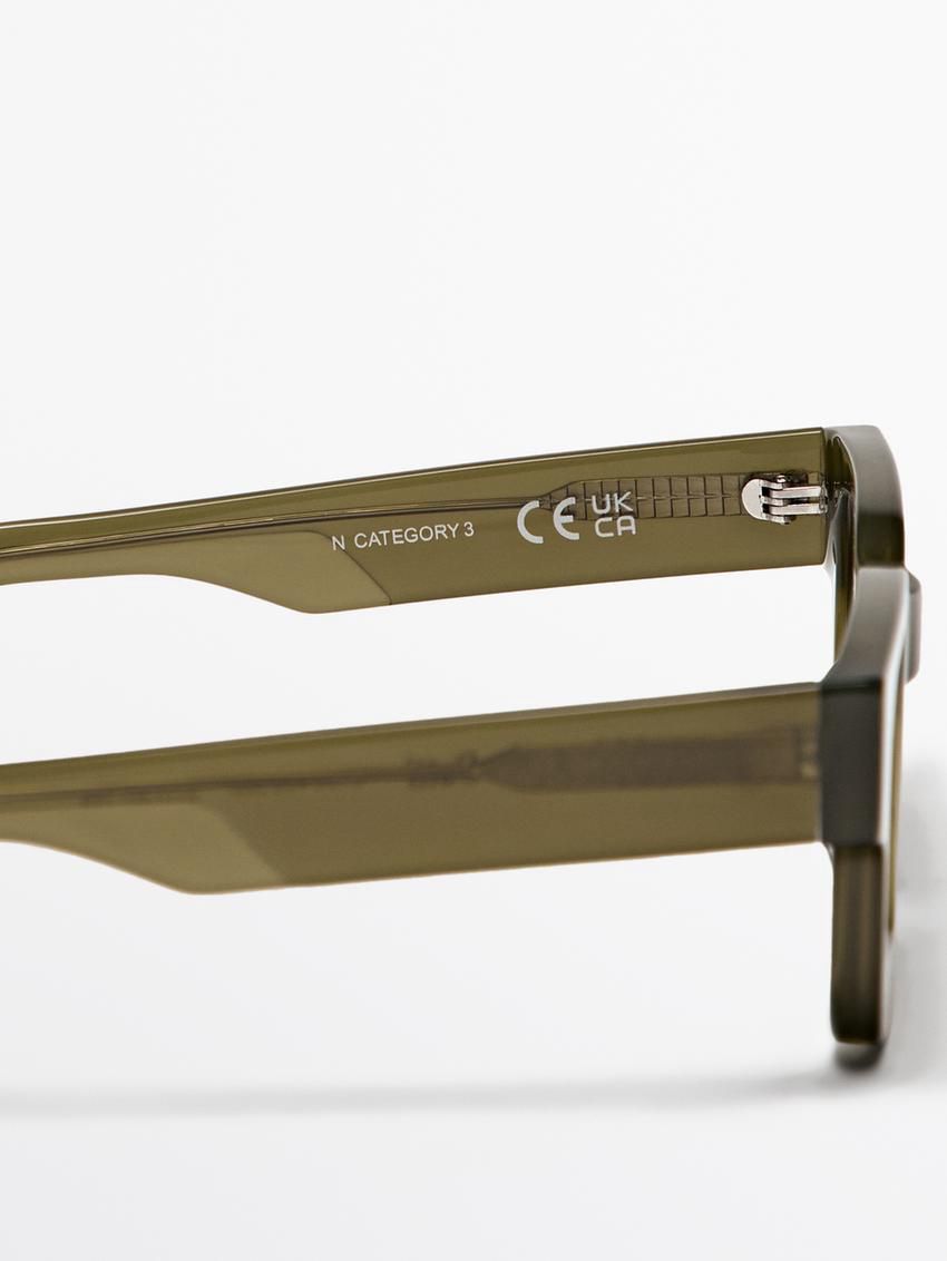 Massimo Dutti Rectangular Men Sunglasses Green | US-JY9371526