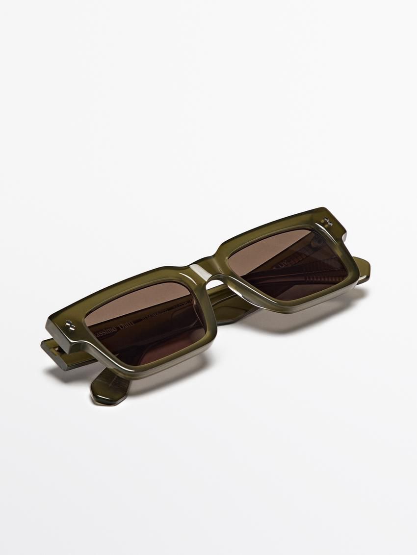 Massimo Dutti Rectangular Men Sunglasses Green | US-JY9371526