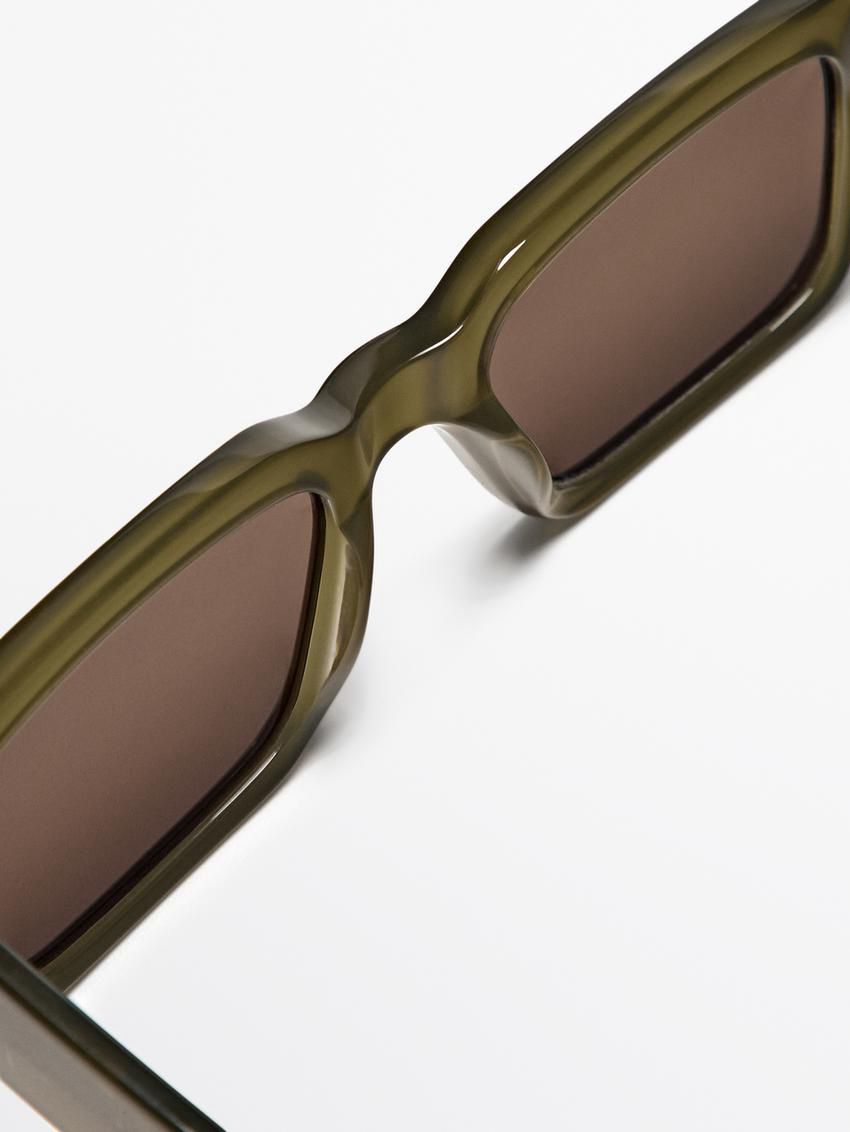 Massimo Dutti Rectangular Men Sunglasses Green | US-JY9371526