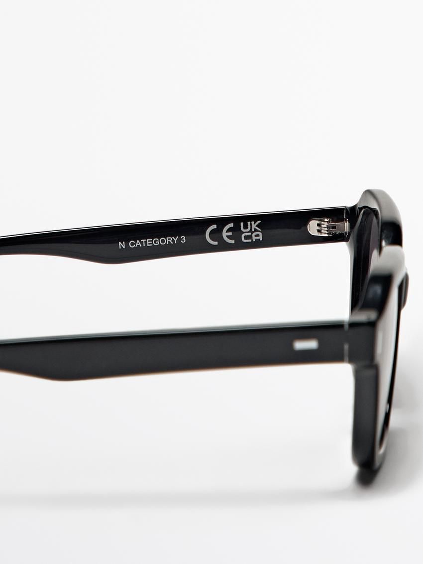 Massimo Dutti Rectangular Men Sunglasses Black | US-DE4802179