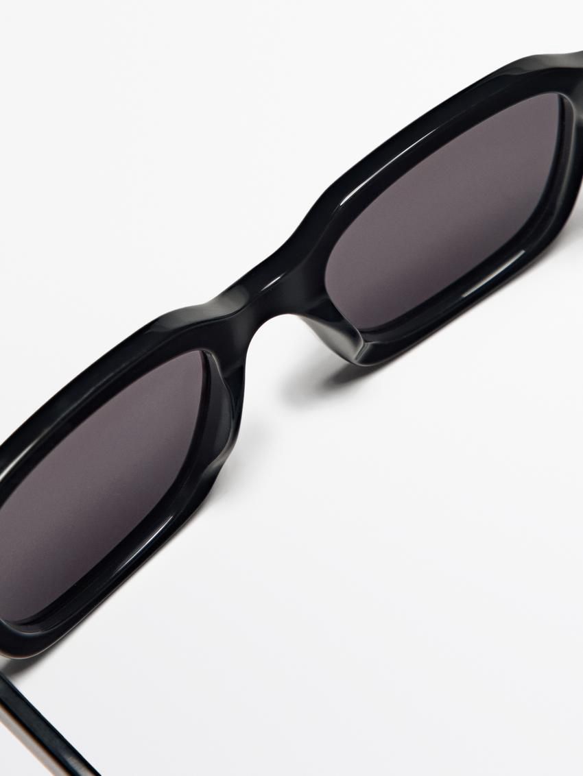 Massimo Dutti Rectangular Men Sunglasses Black | US-DE4802179