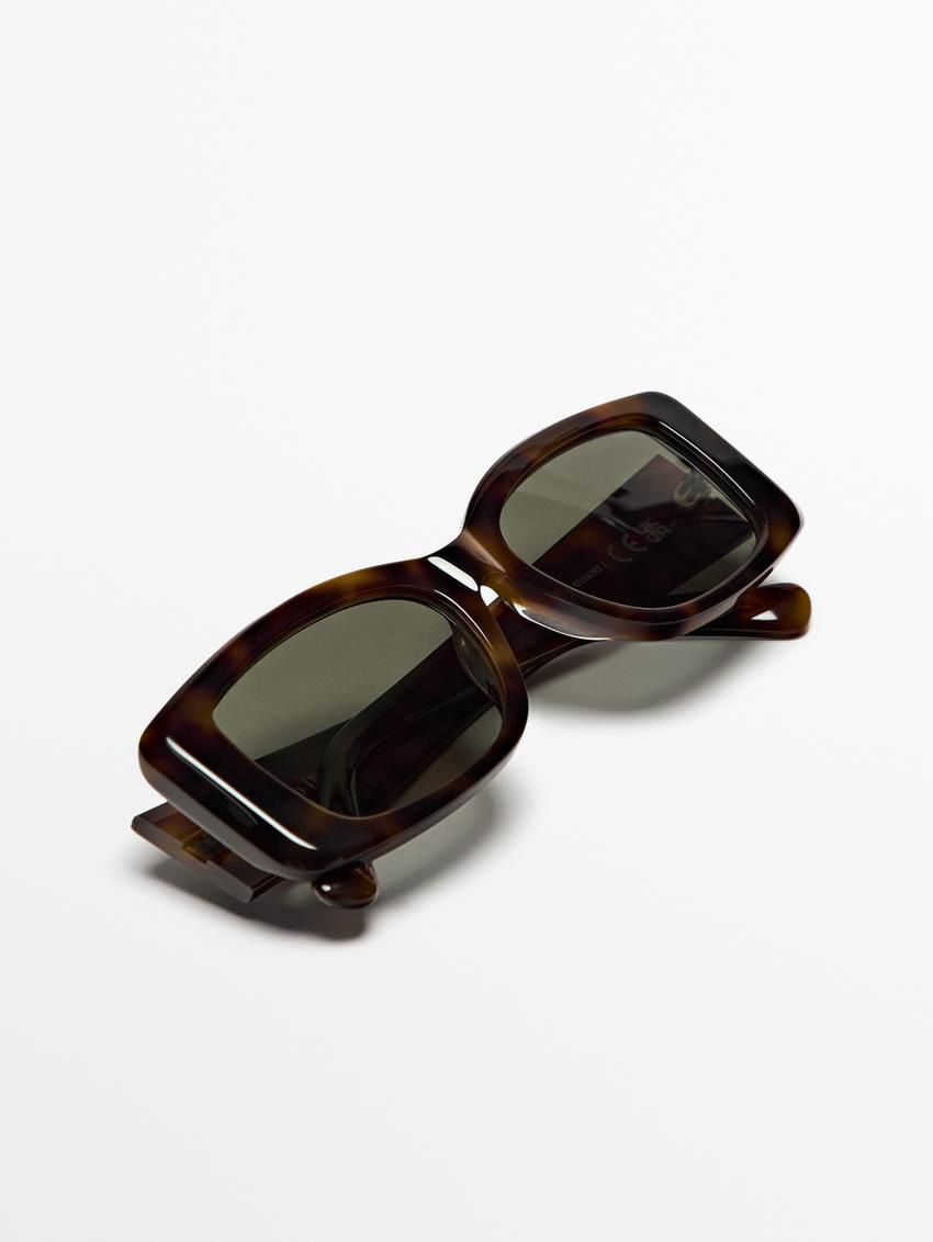 Massimo Dutti Rectangular Tortoiseshell-effect Women Sunglasses Brown | US-BH8471206
