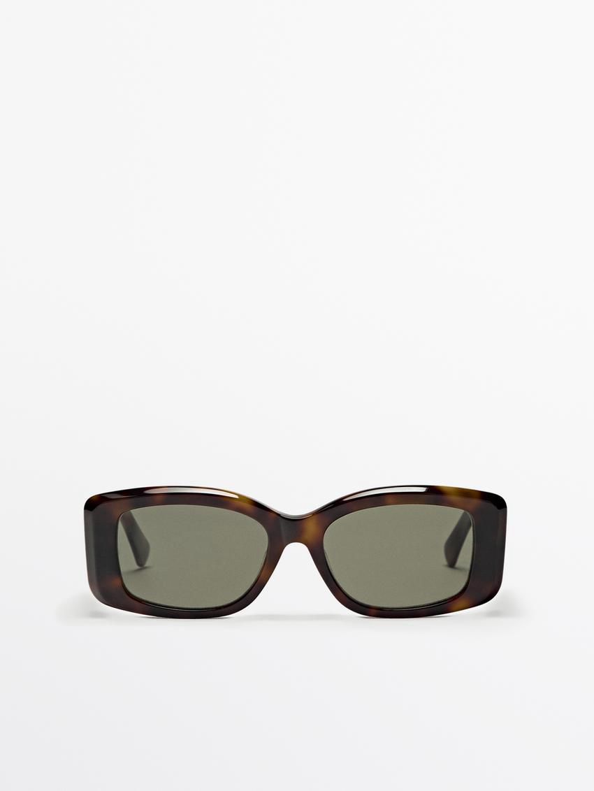 Massimo Dutti Rectangular Tortoiseshell-effect Women Sunglasses Brown | US-BH8471206