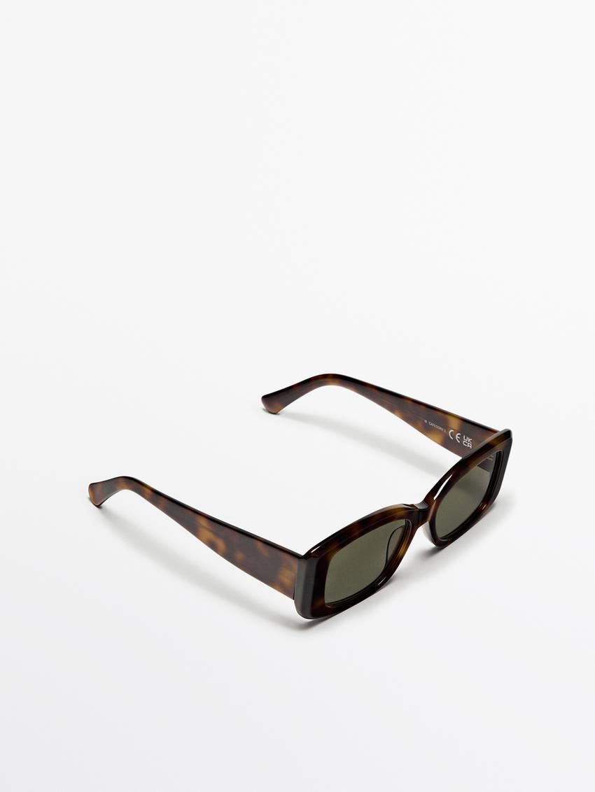 Massimo Dutti Rectangular Tortoiseshell-effect Women Sunglasses Brown | US-BH8471206