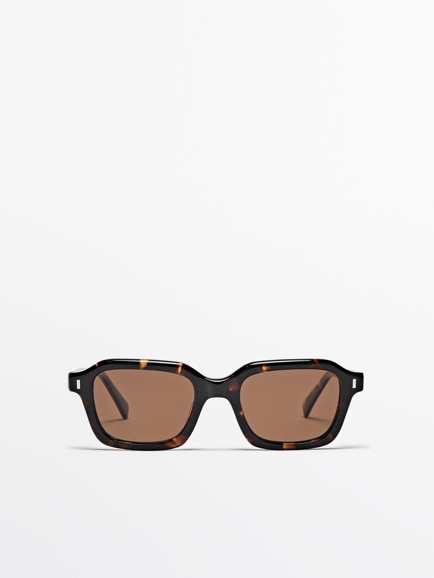 Massimo Dutti Rectangular Tortoiseshell-effect Men Sunglasses Brown | US-LN9246108