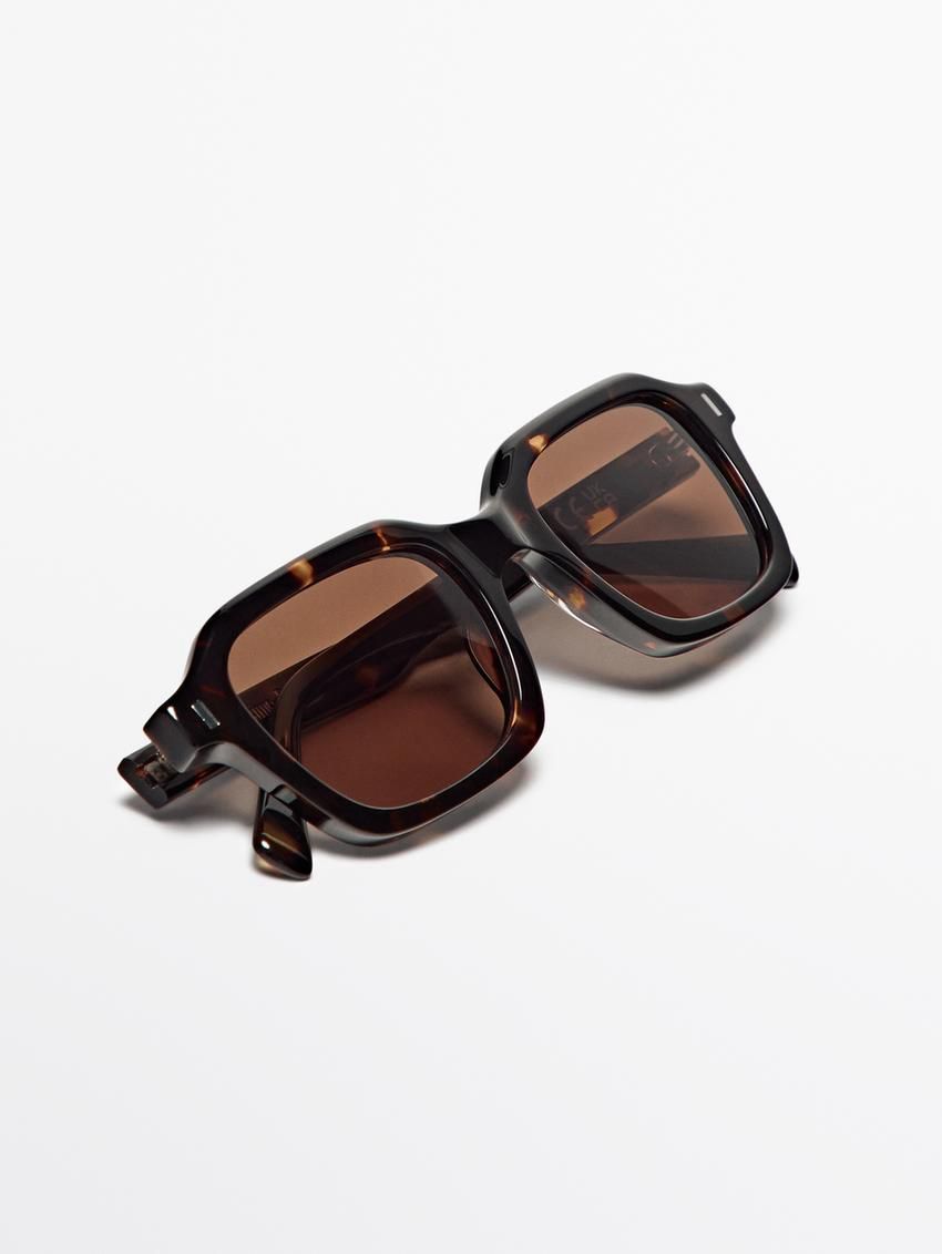 Massimo Dutti Rectangular Tortoiseshell-effect Men Sunglasses Brown | US-LN9246108