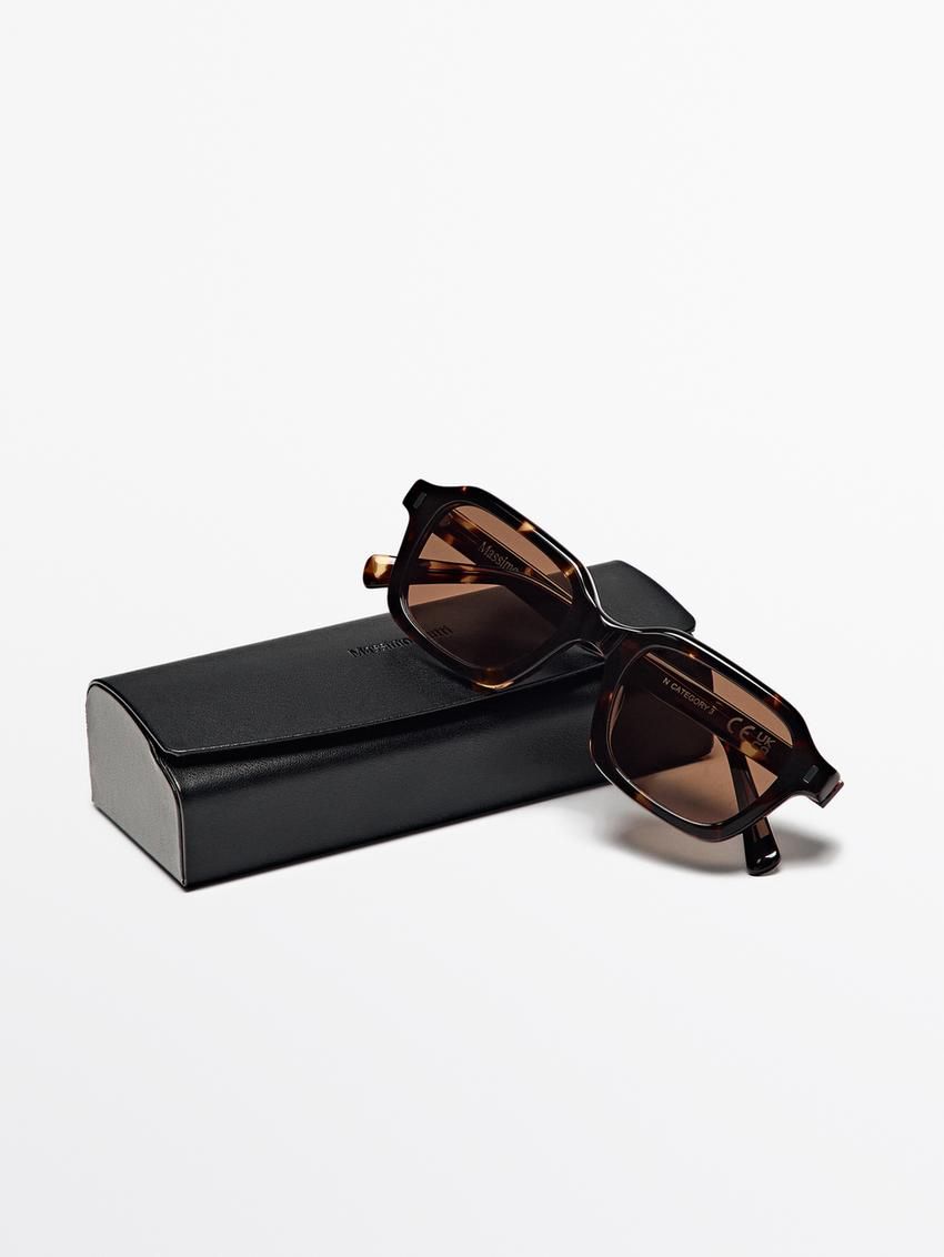 Massimo Dutti Rectangular Tortoiseshell-effect Men Sunglasses Brown | US-LN9246108