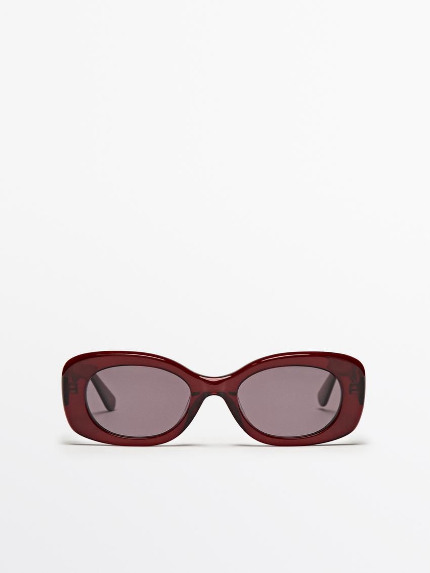 Massimo Dutti Rectangular Women Sunglasses Burgundy | US-AJ6875042