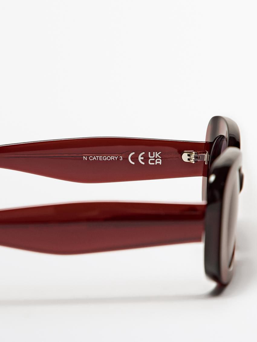 Massimo Dutti Rectangular Women Sunglasses Burgundy | US-AJ6875042