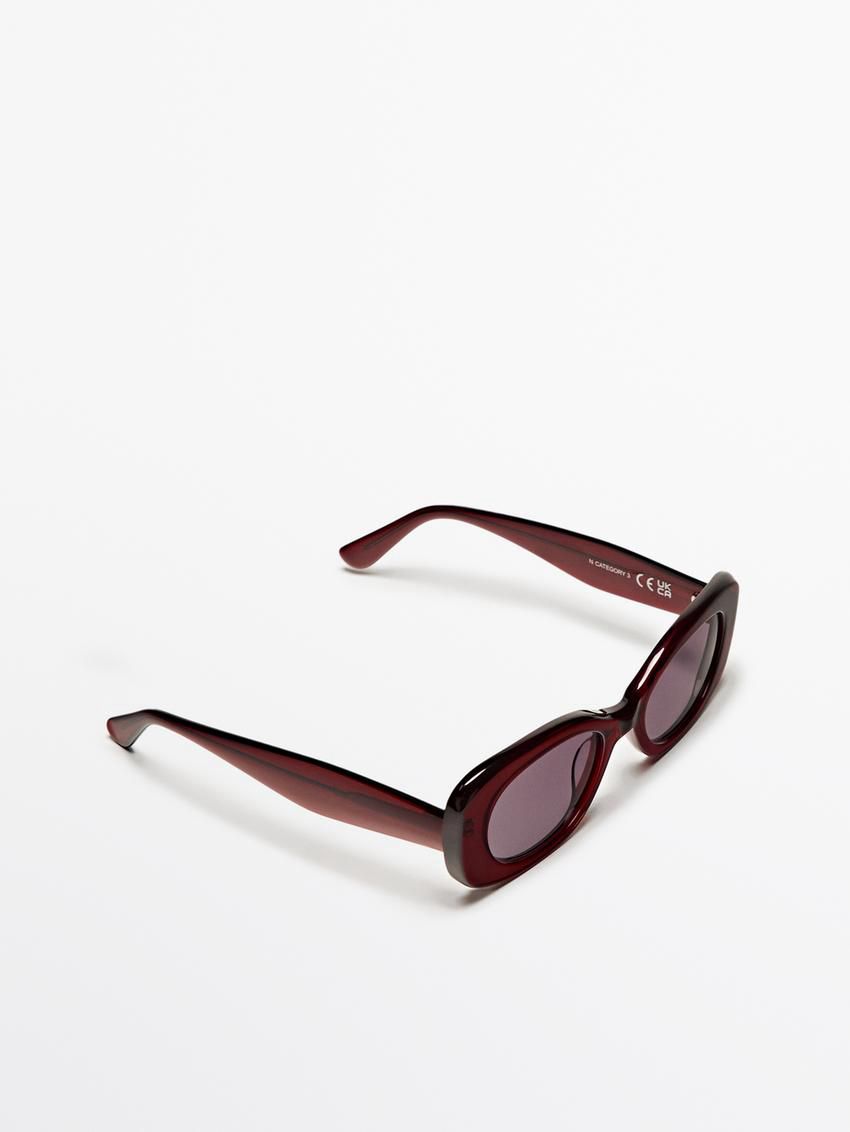 Massimo Dutti Rectangular Women Sunglasses Burgundy | US-AJ6875042