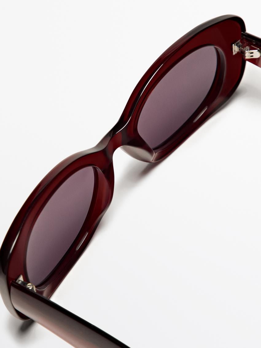 Massimo Dutti Rectangular Women Sunglasses Burgundy | US-AJ6875042