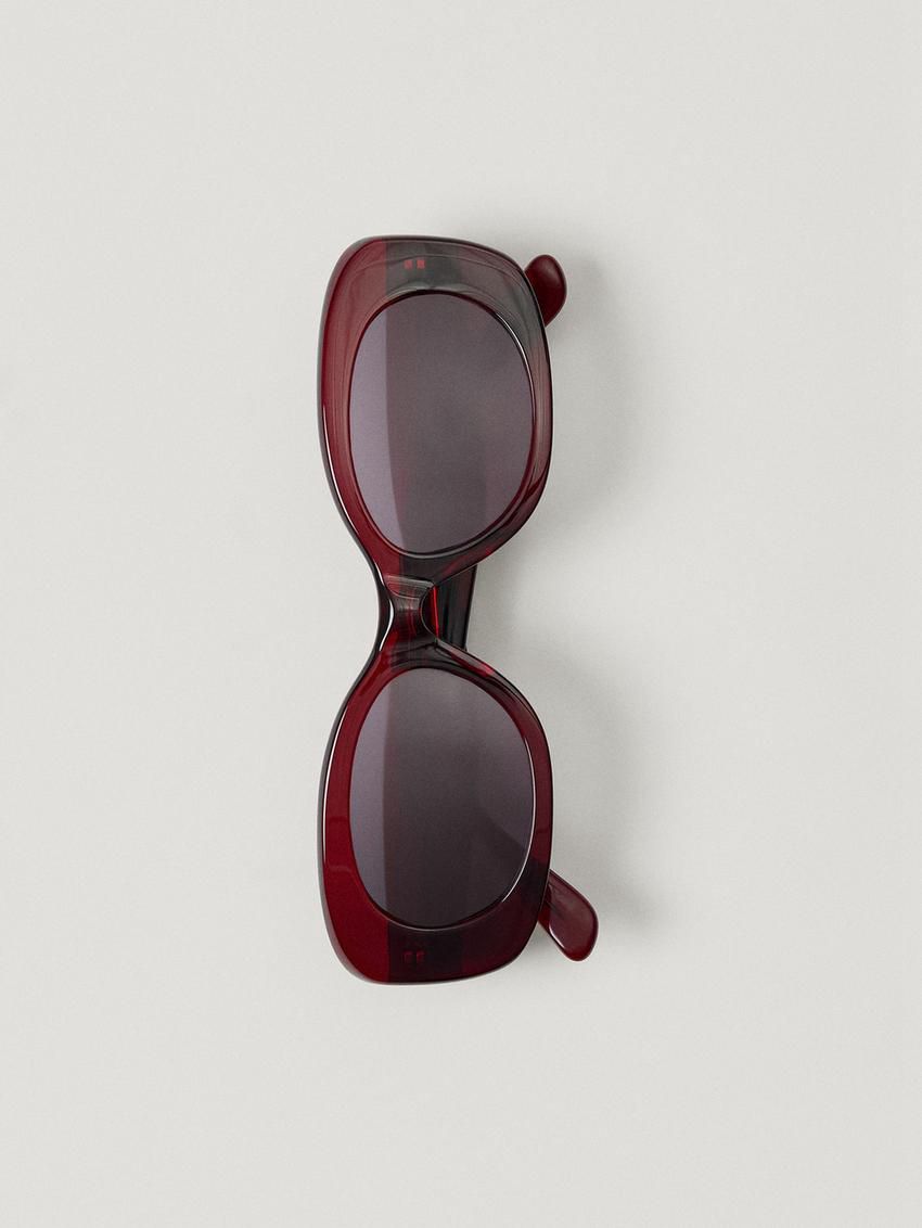 Massimo Dutti Rectangular Women Sunglasses Burgundy | US-AJ6875042