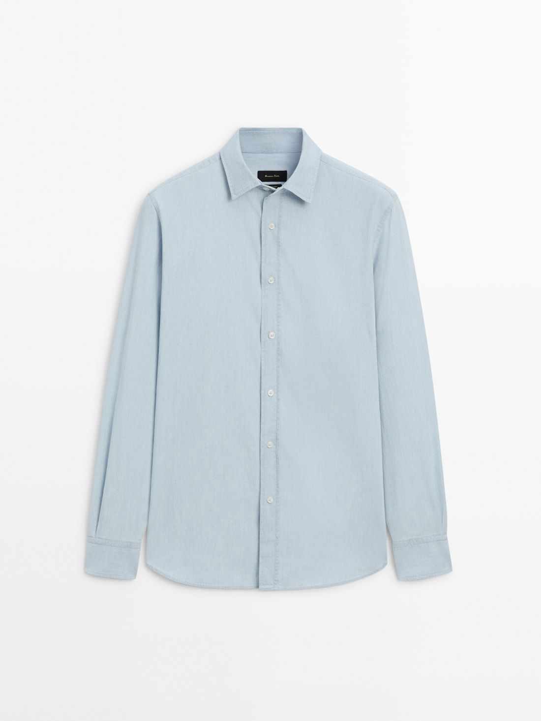 Massimo Dutti Regular Fit Bleach Denim Men Shirts Light Blue | US-HD4598631