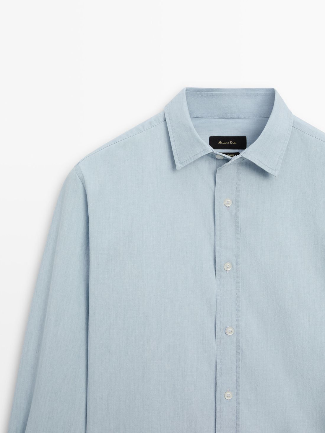 Massimo Dutti Regular Fit Bleach Denim Men Shirts Light Blue | US-HD4598631