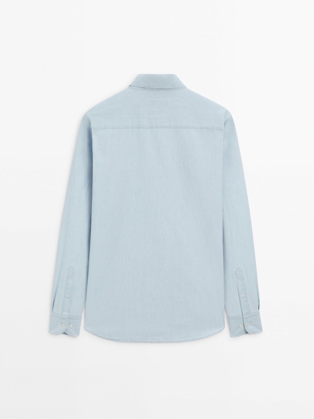 Massimo Dutti Regular Fit Bleach Denim Men Shirts Light Blue | US-HD4598631