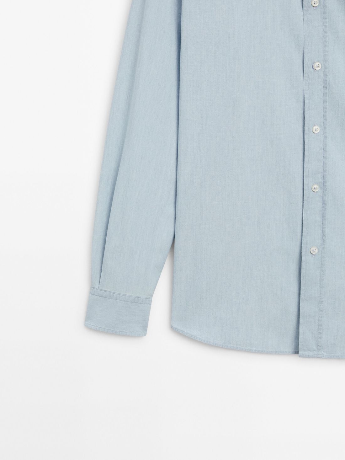 Massimo Dutti Regular Fit Bleach Denim Men Shirts Light Blue | US-HD4598631