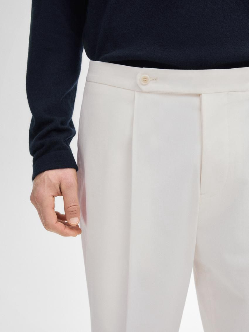 Massimo Dutti Regular Fit Cotton Blend Men Trousers Cream | US-ZA9832405