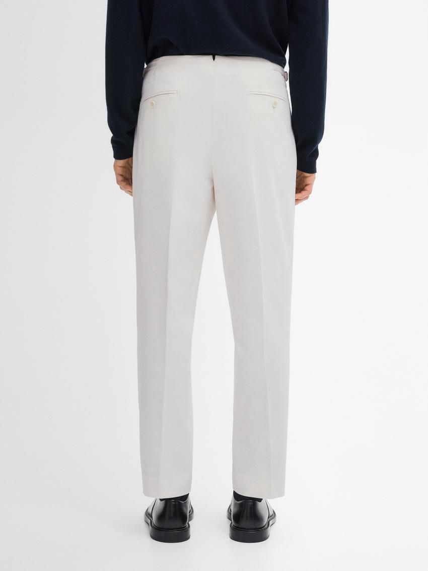 Massimo Dutti Regular Fit Cotton Blend Men Trousers Cream | US-ZA9832405