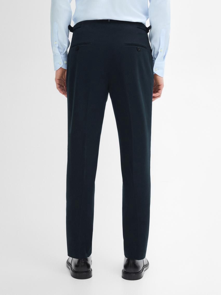Massimo Dutti Regular Fit Cotton Blend Men Trousers Navy | US-RG4189635