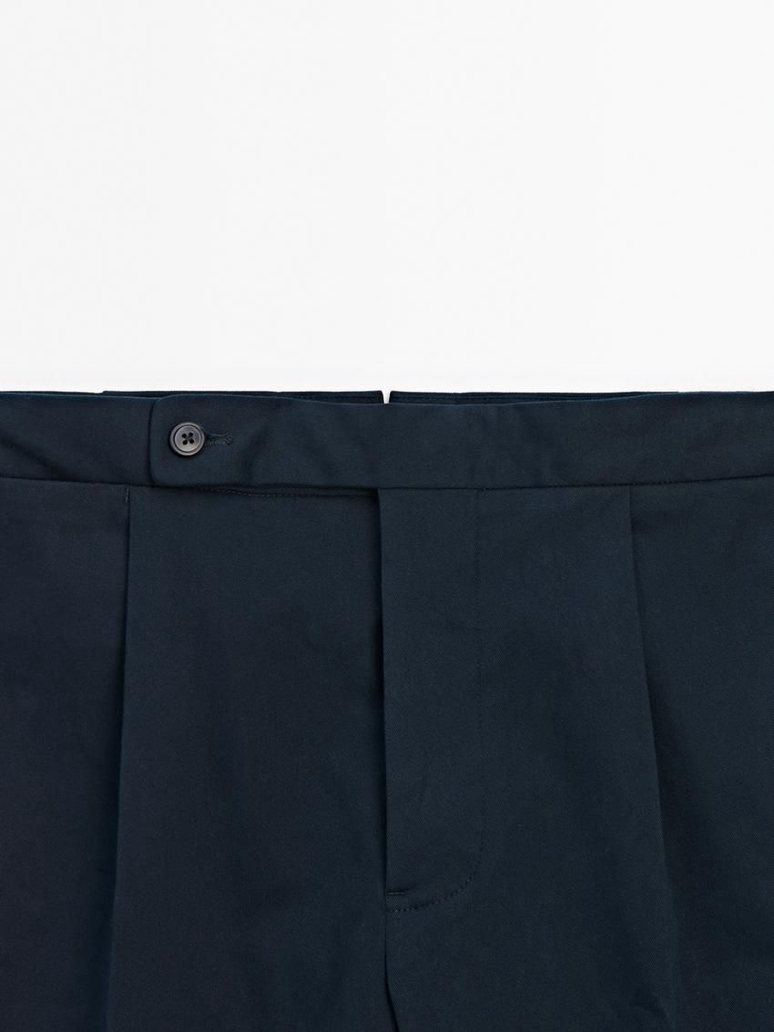 Massimo Dutti Regular Fit Cotton Blend Men Trousers Navy | US-RG4189635