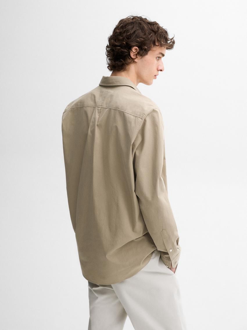 Massimo Dutti Regular Fit Cotton Men Shirts Khaki | US-DA7689514