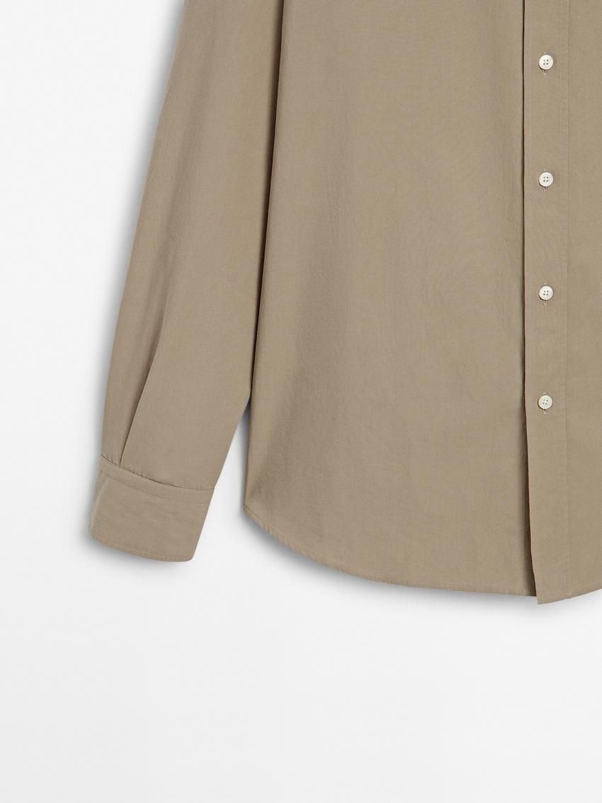Massimo Dutti Regular Fit Cotton Men Shirts Khaki | US-DA7689514