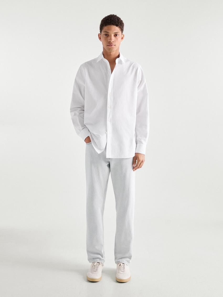 Massimo Dutti Regular Fit Cotton Men Shirts White | US-DP3150264