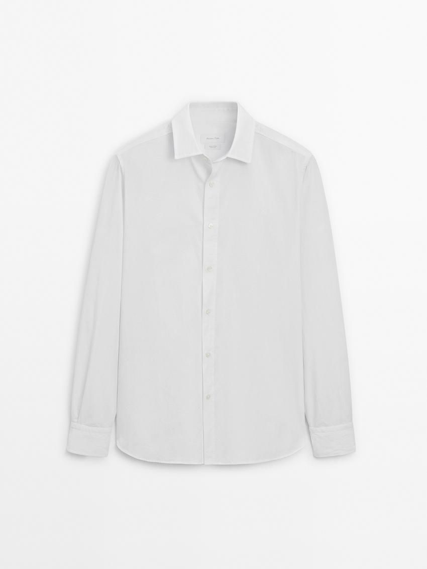 Massimo Dutti Regular Fit Cotton Men Shirts White | US-DP3150264