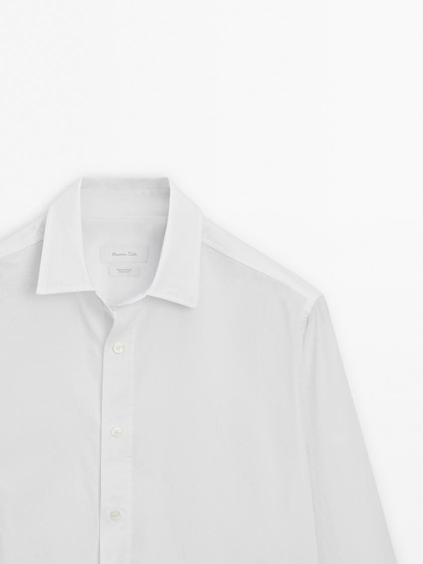 Massimo Dutti Regular Fit Cotton Men Shirts White | US-DP3150264