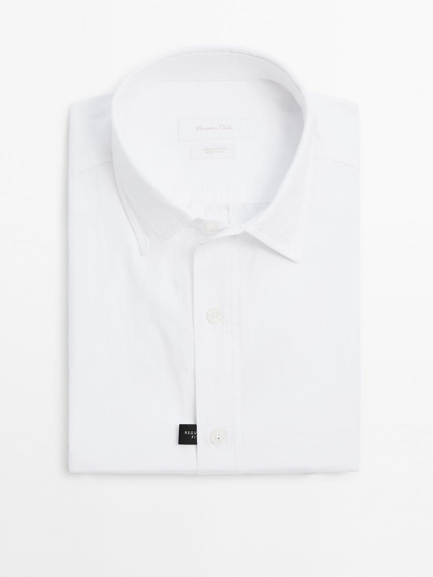 Massimo Dutti Regular Fit Cotton Men Shirts White | US-DP3150264