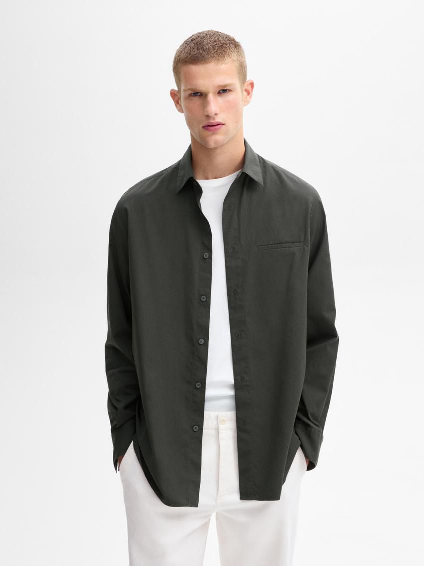 Massimo Dutti Regular Fit Cotton Poplin Men Shirts Dark Khaki | US-DU1764289