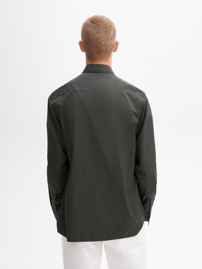 Massimo Dutti Regular Fit Cotton Poplin Men Shirts Dark Khaki | US-DU1764289