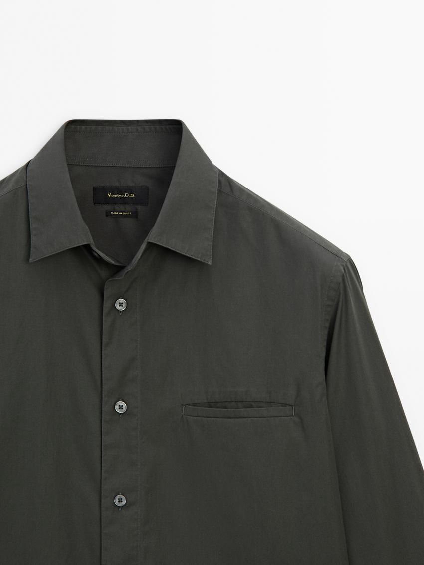 Massimo Dutti Regular Fit Cotton Poplin Men Shirts Dark Khaki | US-DU1764289