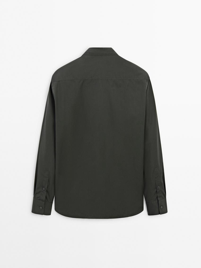 Massimo Dutti Regular Fit Cotton Poplin Men Shirts Dark Khaki | US-DU1764289