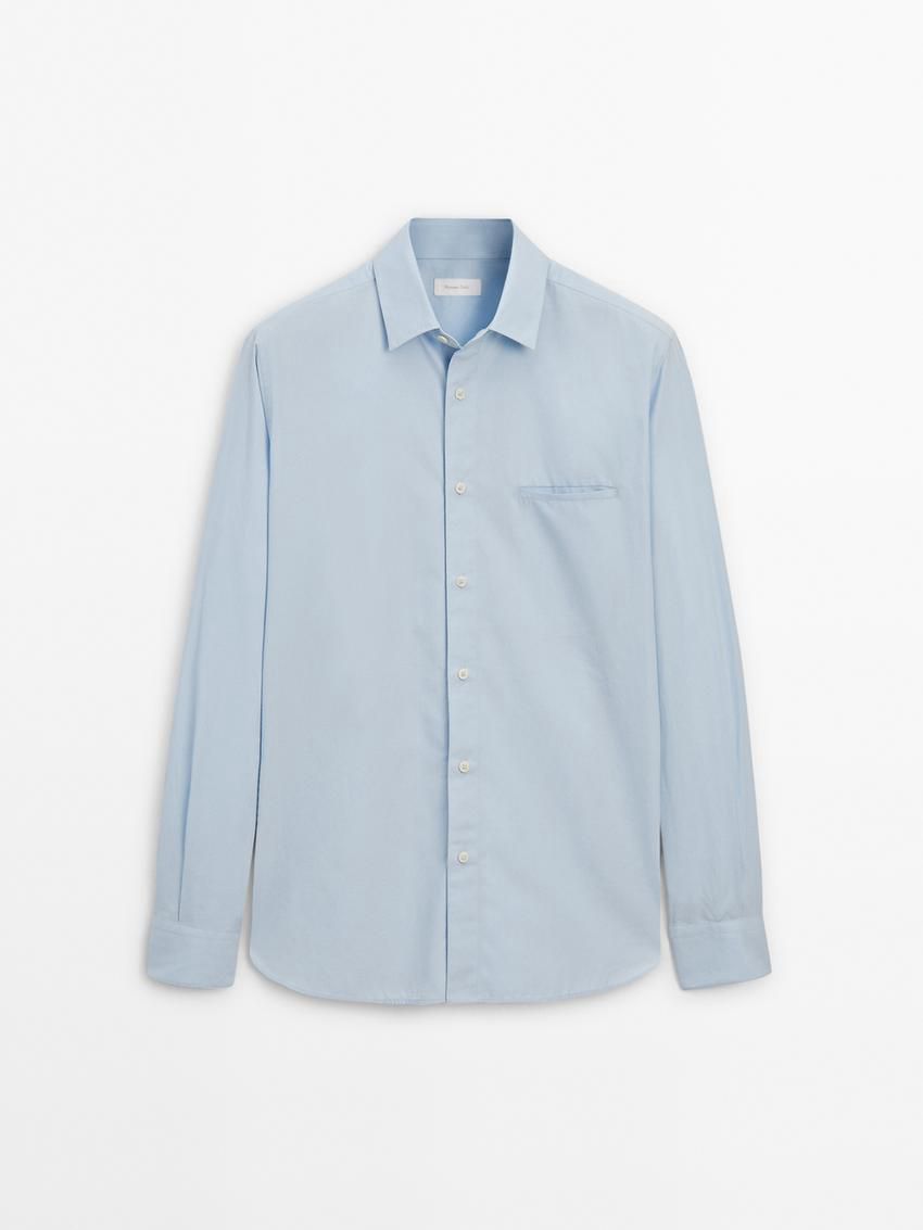 Massimo Dutti Regular Fit Cotton Poplin Men Shirts Light Blue | US-AP1460359