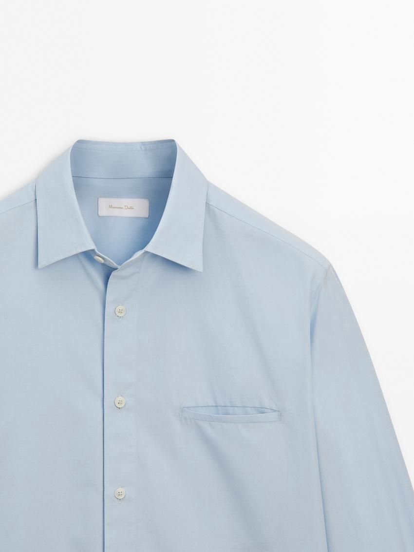 Massimo Dutti Regular Fit Cotton Poplin Men Shirts Light Blue | US-AP1460359