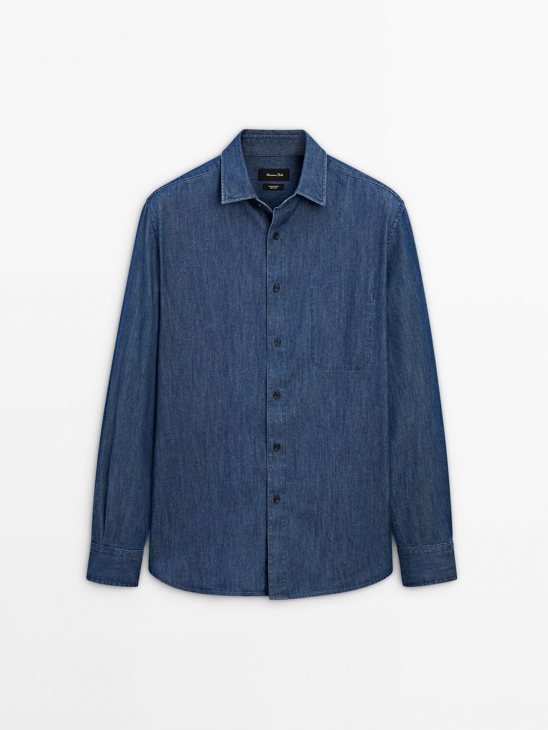 Massimo Dutti Regular Fit Denim With False Pocket Men Shirts Blue | US-GF7593268