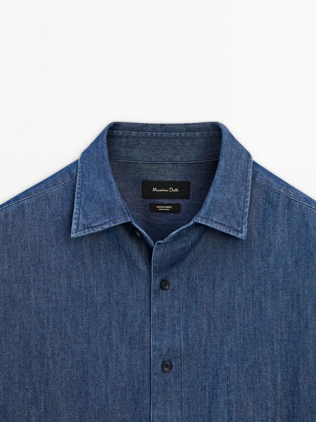 Massimo Dutti Regular Fit Denim With False Pocket Men Shirts Blue | US-GF7593268