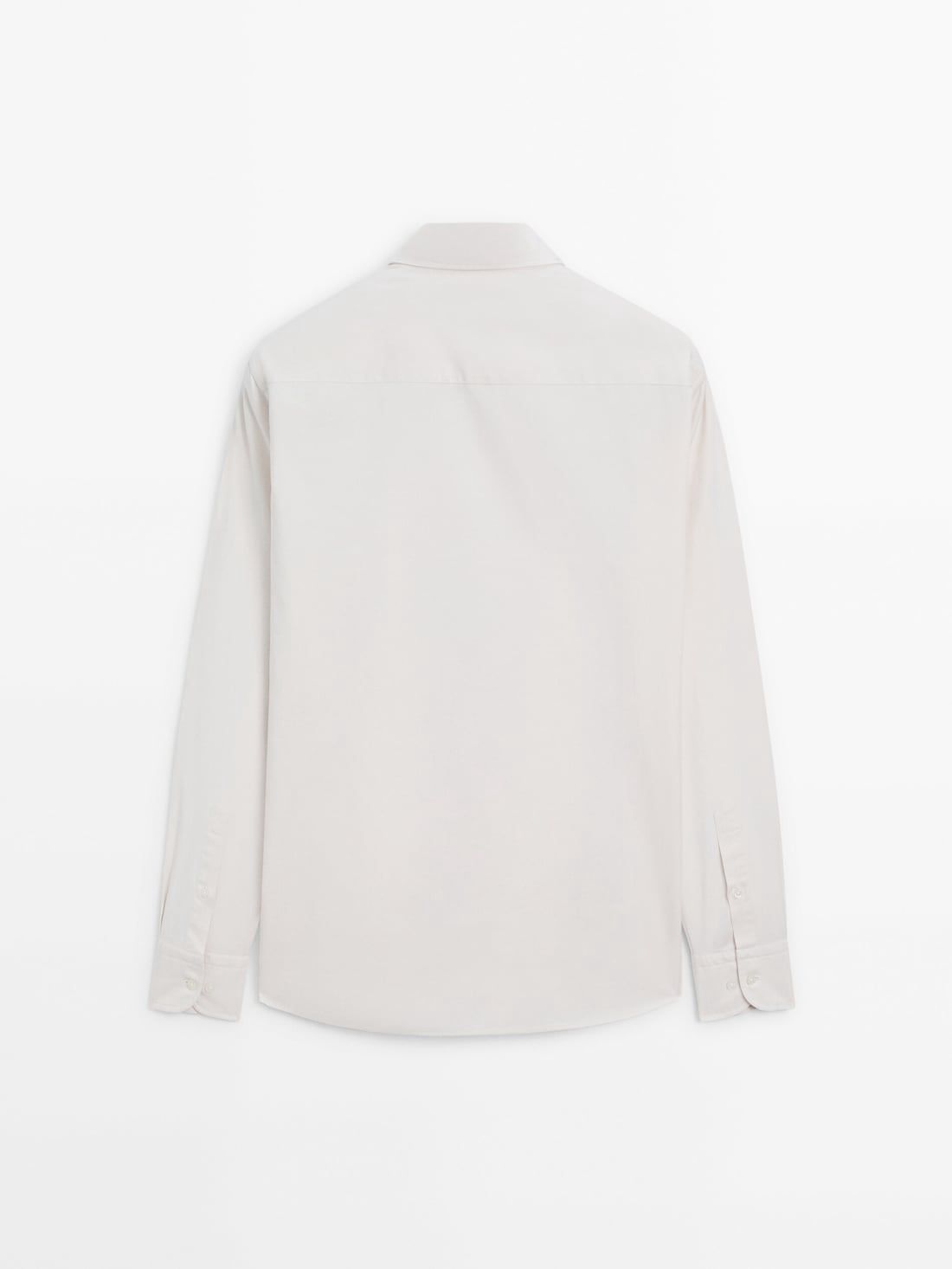Massimo Dutti Regular Fit Dyed Twill Men Shirts Beige | US-EY7130964