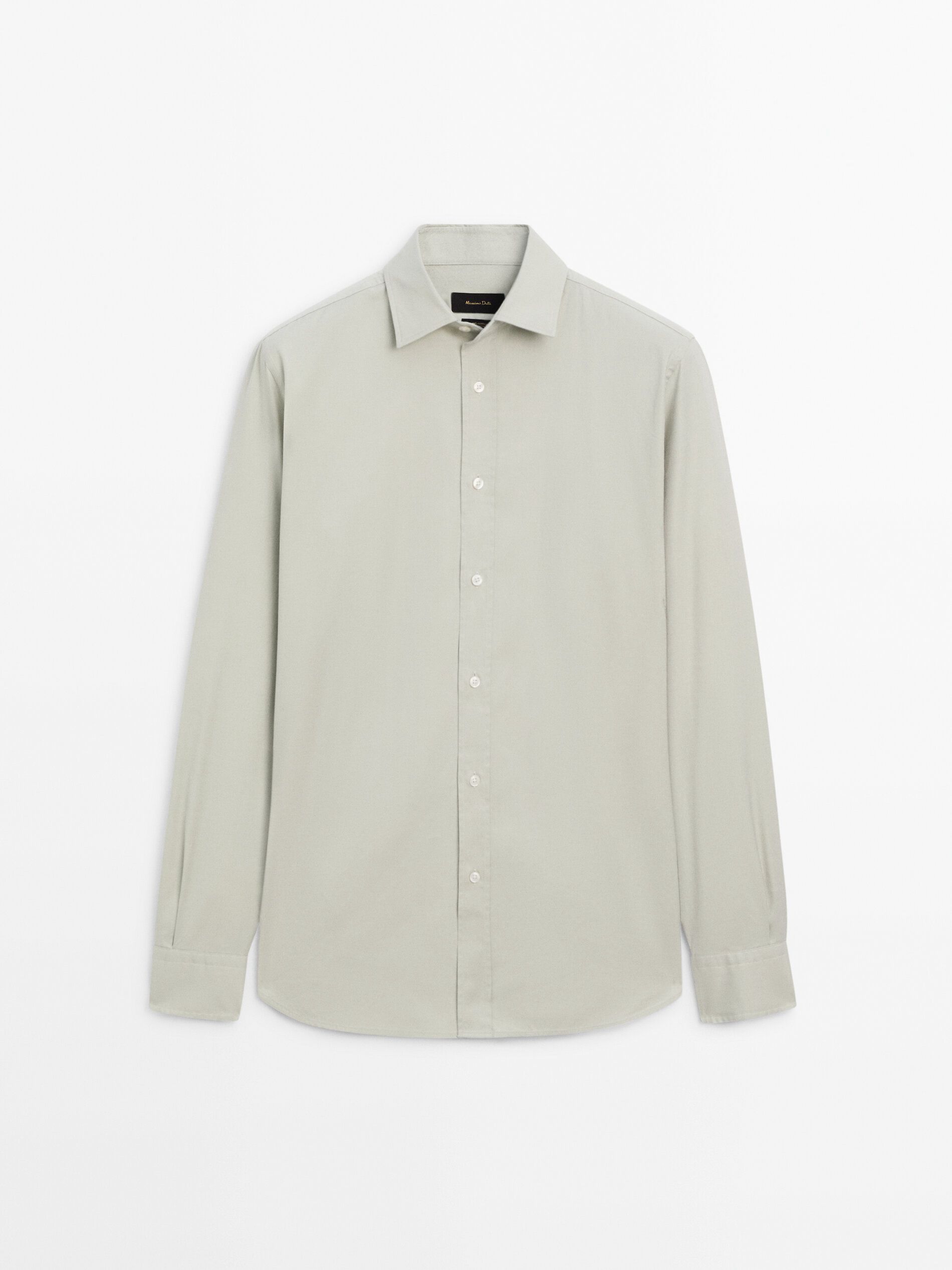 Massimo Dutti Regular Fit Dyed Twill Men Shirts Light Green | US-ZV0926148
