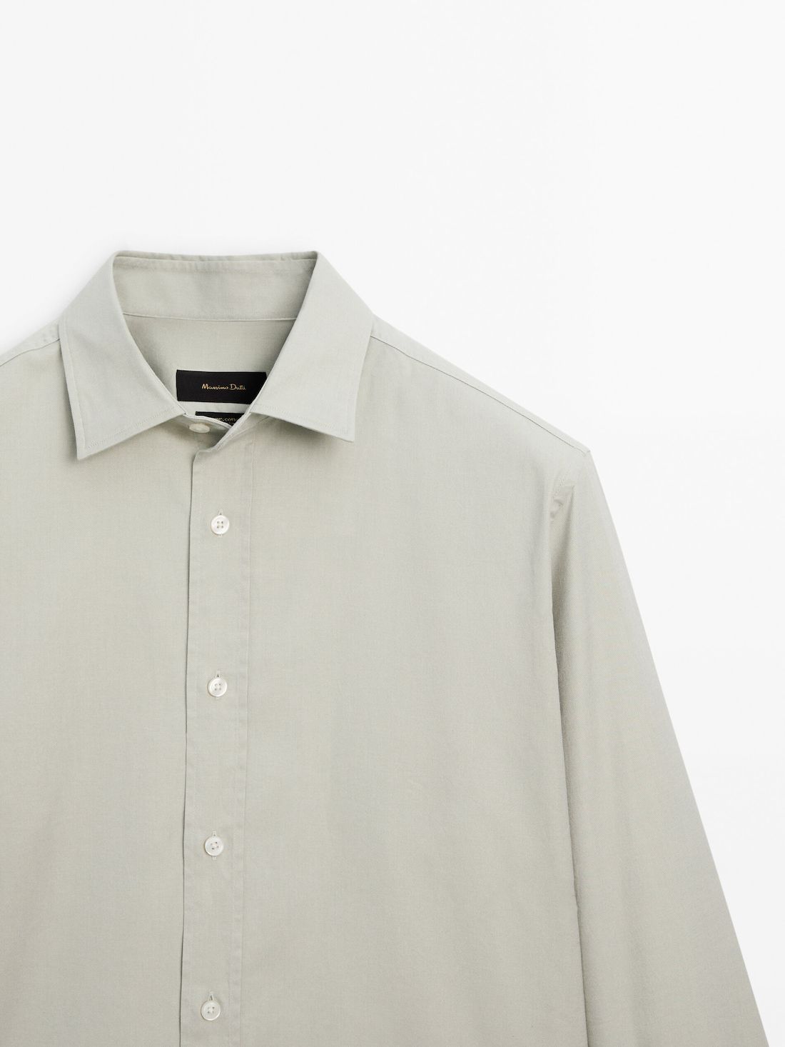 Massimo Dutti Regular Fit Dyed Twill Men Shirts Light Green | US-ZV0926148