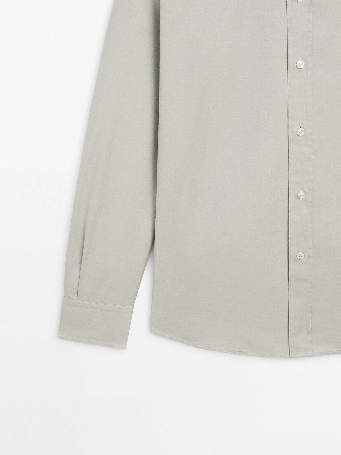 Massimo Dutti Regular Fit Dyed Twill Men Shirts Light Green | US-ZV0926148